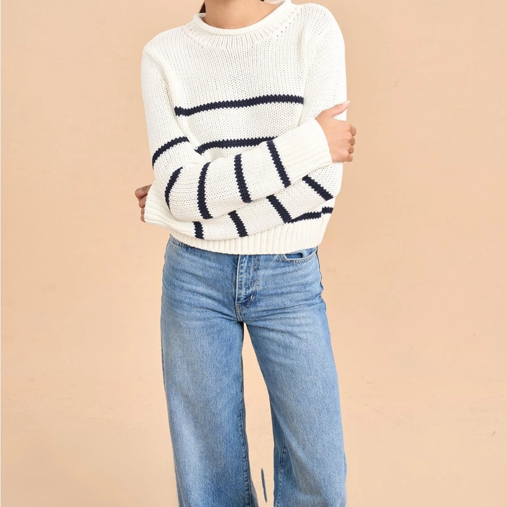 La Ligne Navy and White Striped Marin Mini Sweater - Picture 2 of 5